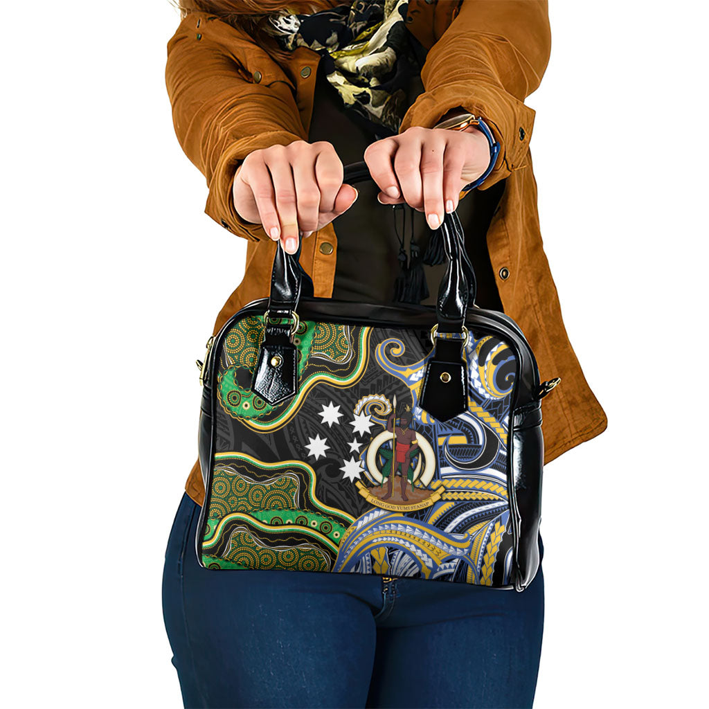 South Sea Islanders And Vanuatu Shoulder Handbag Boar Tusk Warrior Southern Tribal Pattern DT05 One Size Black - Polynesian Pride