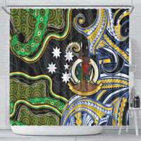 South Sea Islanders And Vanuatu Shower Curtain Boar Tusk Warrior Southern Tribal Pattern DT05 - Polynesian Pride