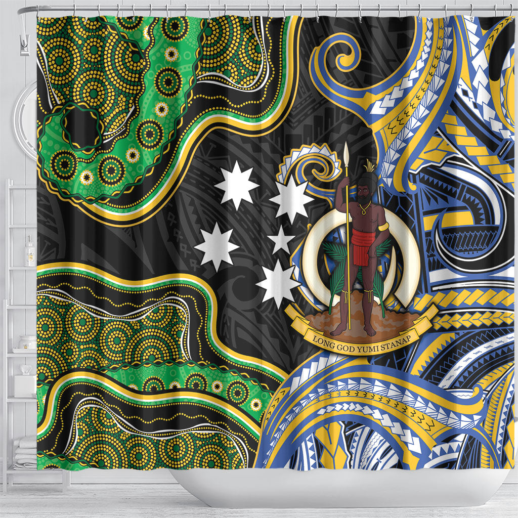 South Sea Islanders And Vanuatu Shower Curtain Boar Tusk Warrior Southern Tribal Pattern DT05 - Polynesian Pride