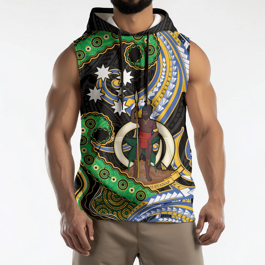 South Sea Islanders And Vanuatu Sleeveless Hoodie Boar Tusk Warrior Southern Tribal Pattern DT05 - Polynesian Pride