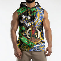 South Sea Islanders And Vanuatu Sleeveless Hoodie Boar Tusk Warrior Southern Tribal Pattern DT05 - Polynesian Pride