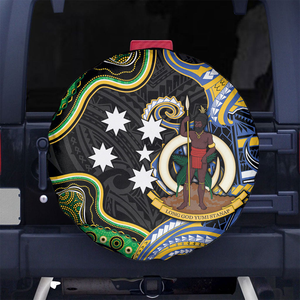 South Sea Islanders And Vanuatu Spare Tire Cover Boar Tusk Warrior Southern Tribal Pattern DT05 No hole Black - Polynesian Pride