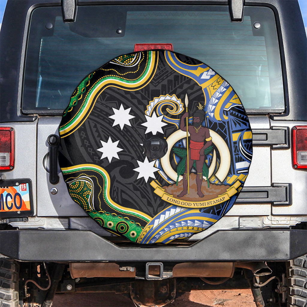 South Sea Islanders And Vanuatu Spare Tire Cover Boar Tusk Warrior Southern Tribal Pattern DT05 Black - Polynesian Pride