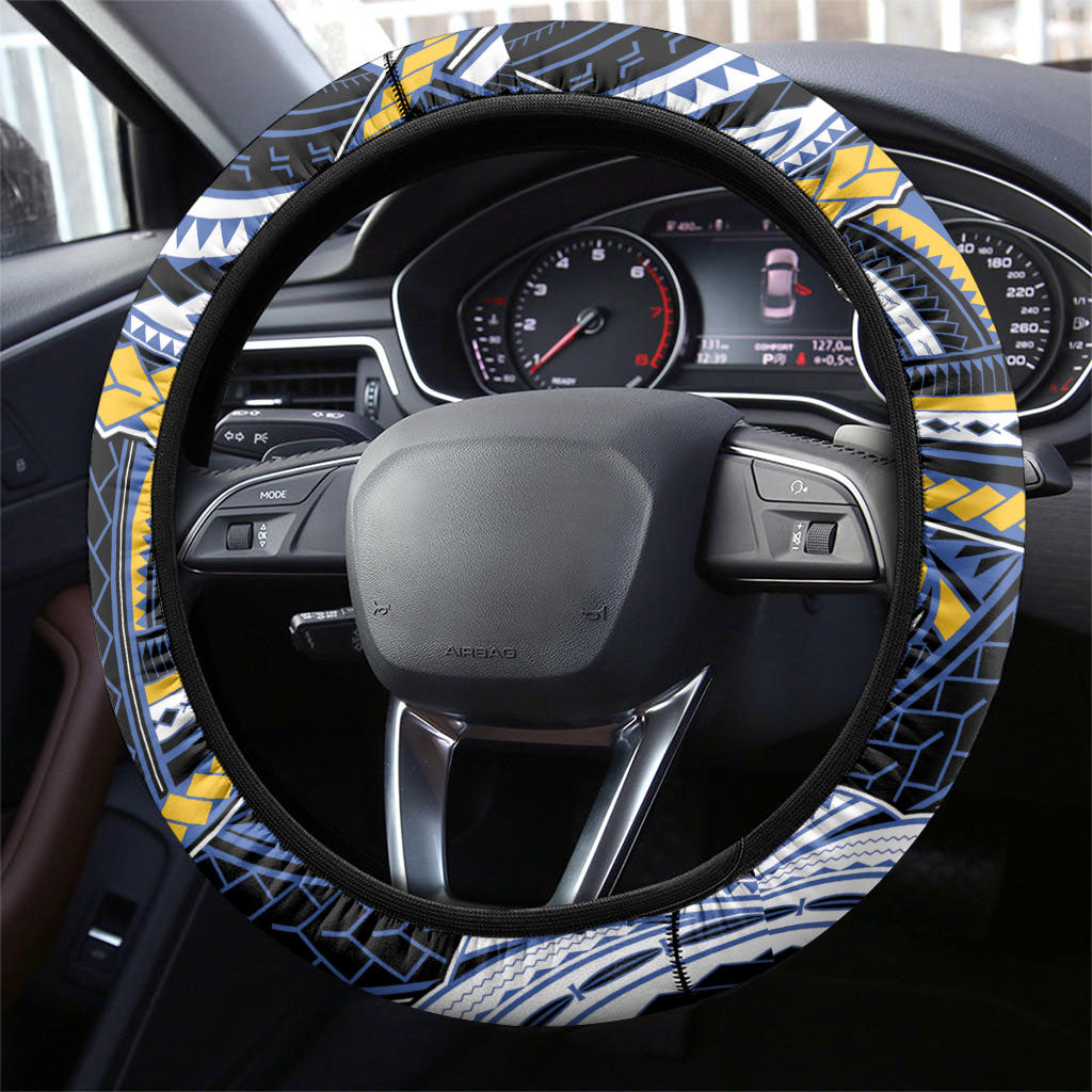 South Sea Islanders And Vanuatu Steering Wheel Cover Boar Tusk Warrior Southern Tribal Pattern DT05 - Polynesian Pride