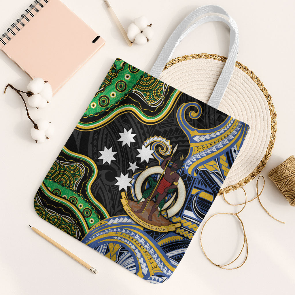 South Sea Islanders And Vanuatu Tote Bag Boar Tusk Warrior Southern Tribal Pattern DT05 White Strap One Size Black - Polynesian Pride