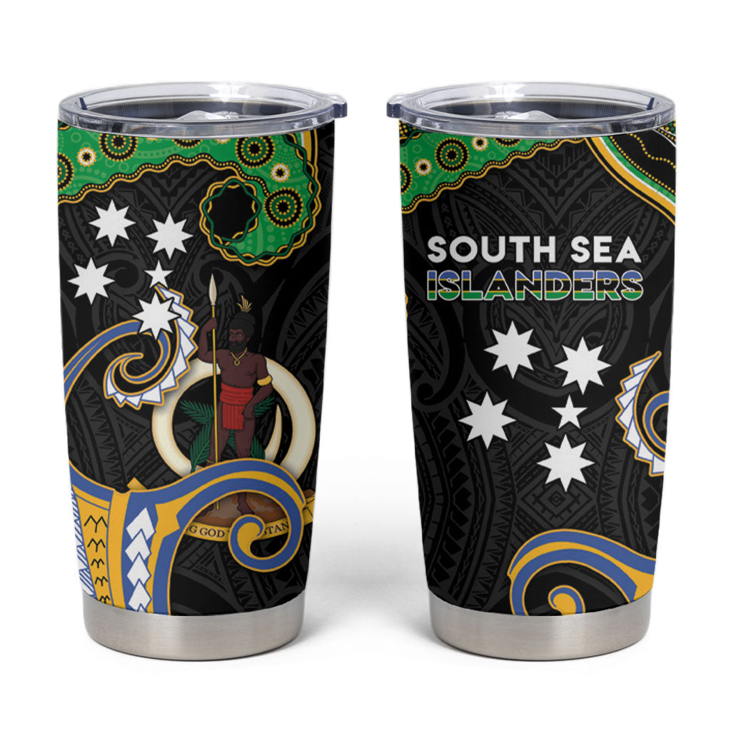 South Sea Islanders And Vanuatu Tumbler Cup Boar Tusk Warrior Southern Tribal Pattern DT05 Black - Polynesian Pride
