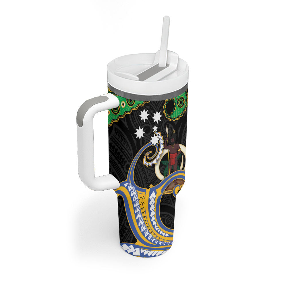 South Sea Islanders And Vanuatu Tumbler With Handle Boar Tusk Warrior Southern Tribal Pattern DT05 - Polynesian Pride