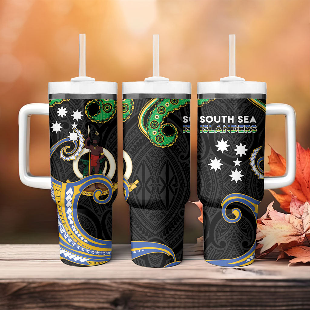 South Sea Islanders And Vanuatu Tumbler With Handle Boar Tusk Warrior Southern Tribal Pattern DT05 - Polynesian Pride