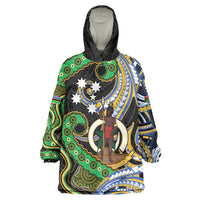 South Sea Islanders And Vanuatu Wearable Blanket Hoodie Boar Tusk Warrior Southern Tribal Pattern DT05 One Size Black - Polynesian Pride