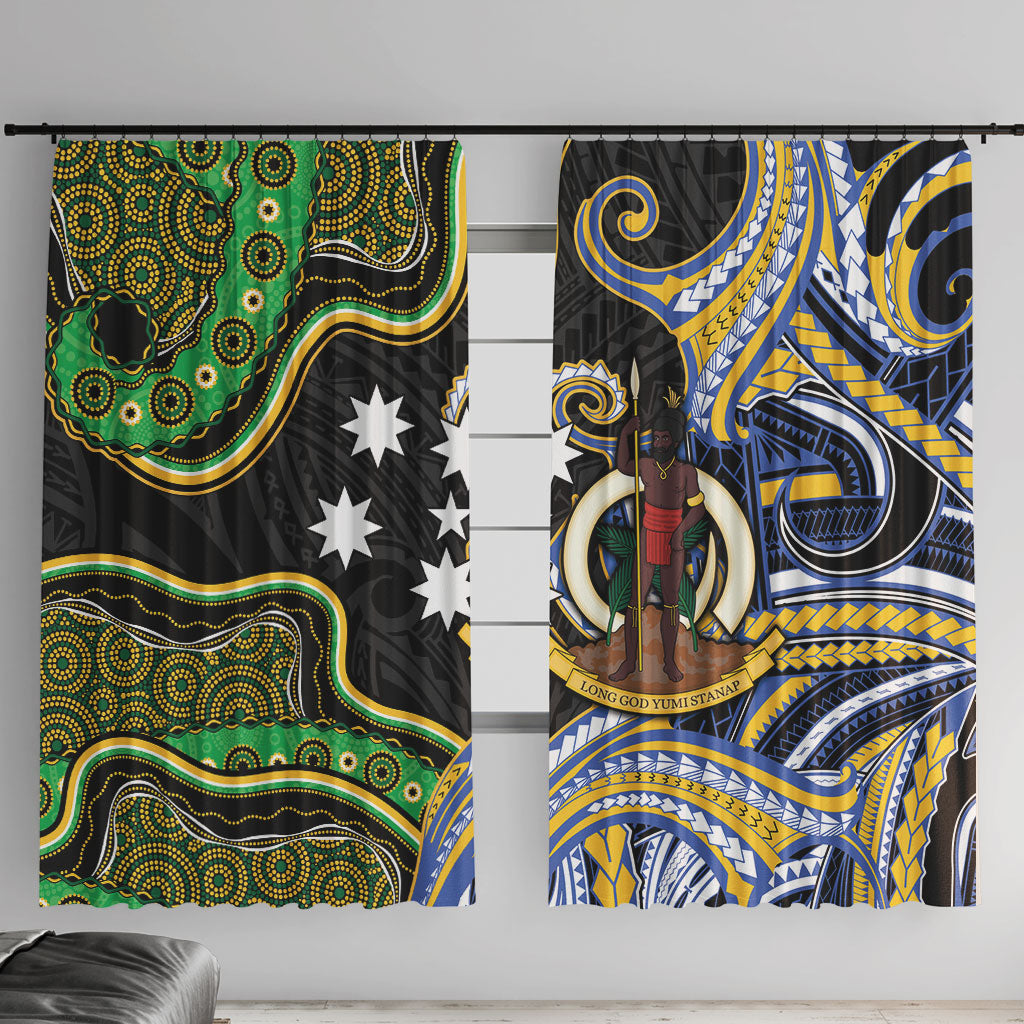 South Sea Islanders And Vanuatu Window Curtain Boar Tusk Warrior Southern Tribal Pattern DT05 With Hooks Black - Polynesian Pride