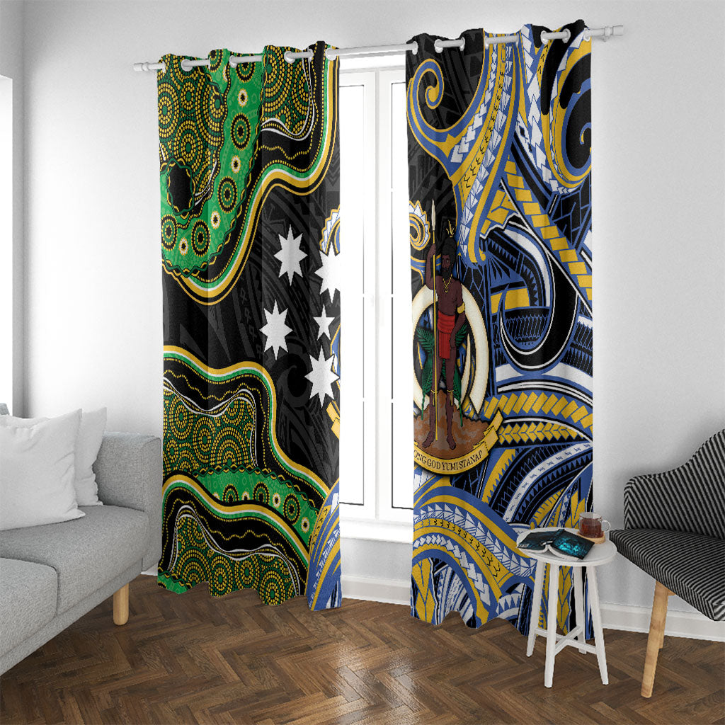 South Sea Islanders And Vanuatu Window Curtain Boar Tusk Warrior Southern Tribal Pattern DT05 With Grommets Black - Polynesian Pride