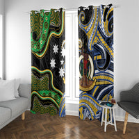 South Sea Islanders And Vanuatu Window Curtain Boar Tusk Warrior Southern Tribal Pattern DT05 With Grommets Black - Polynesian Pride