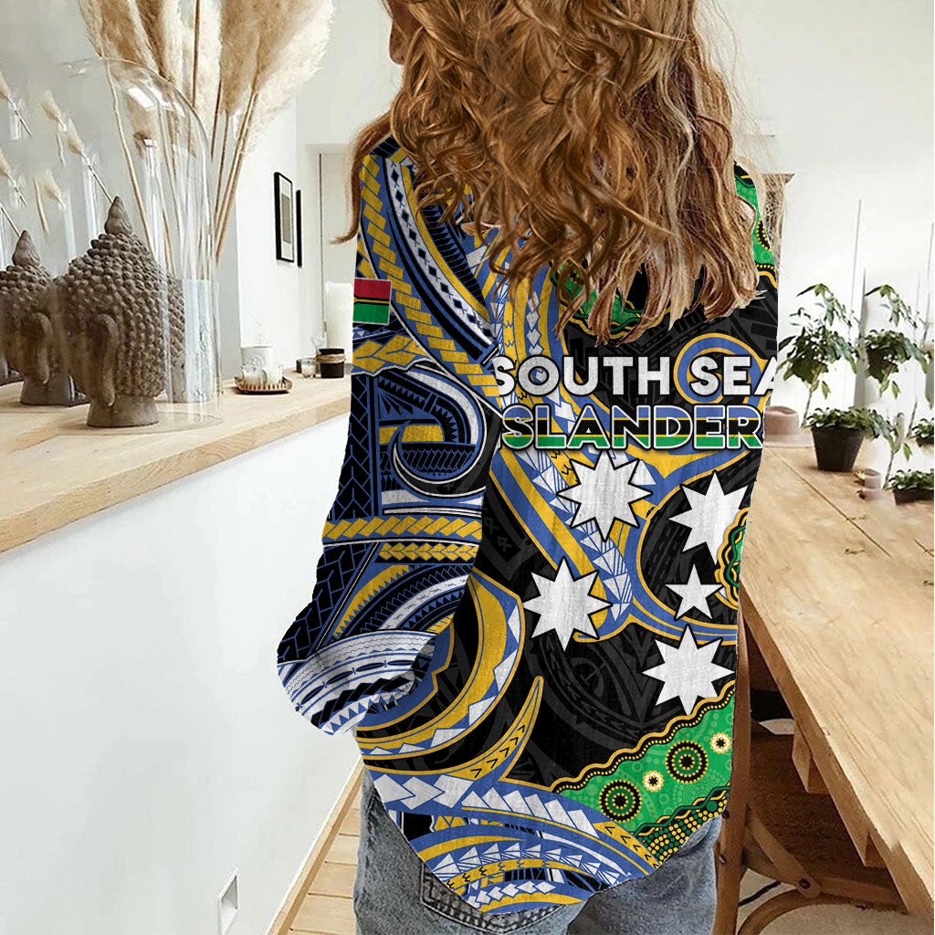 South Sea Islanders And Vanuatu Women Casual Shirt Boar Tusk Warrior Southern Tribal Pattern DT05 - Polynesian Pride