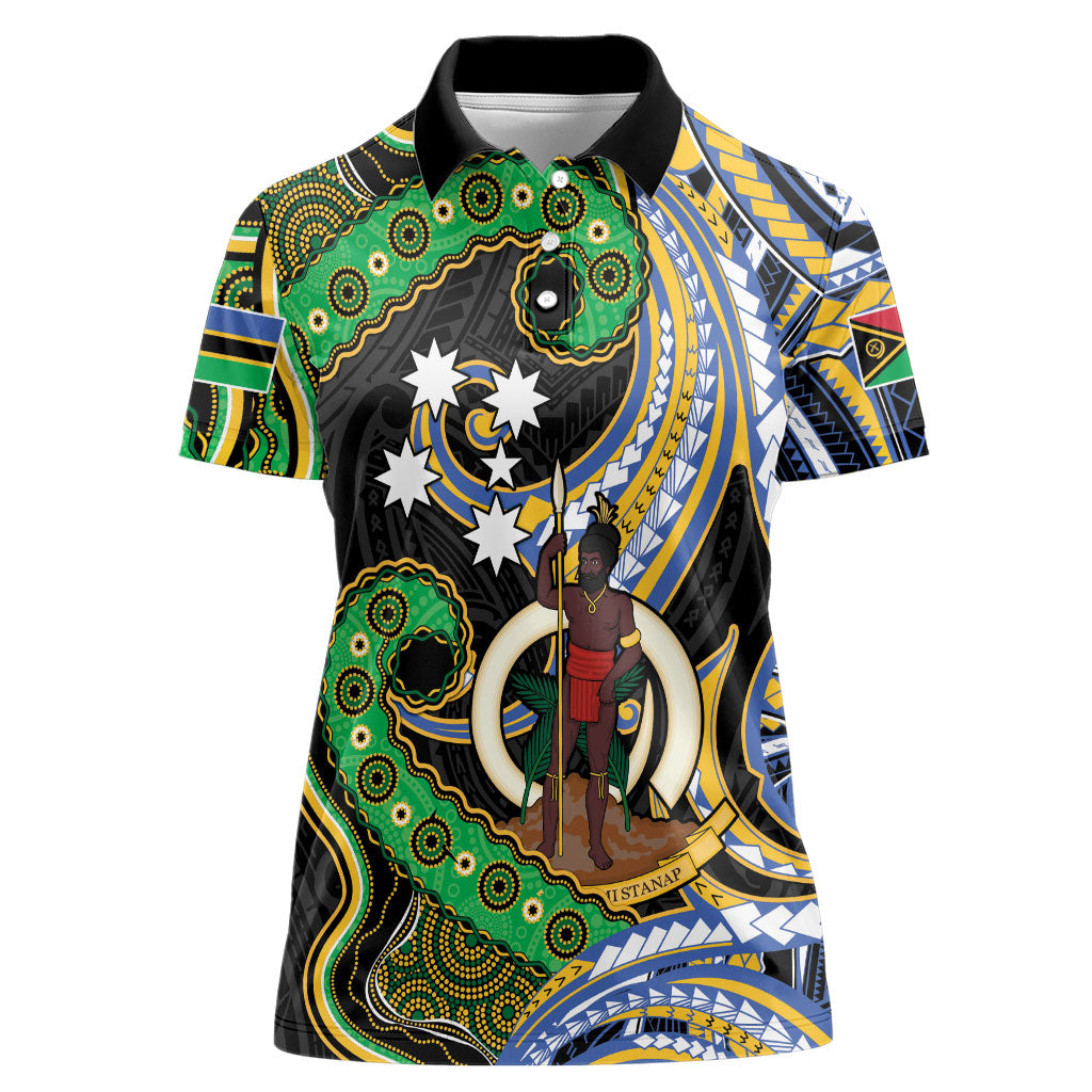 South Sea Islanders And Vanuatu Women Polo Shirt Boar Tusk Warrior Southern Tribal Pattern DT05 Female Black - Polynesian Pride