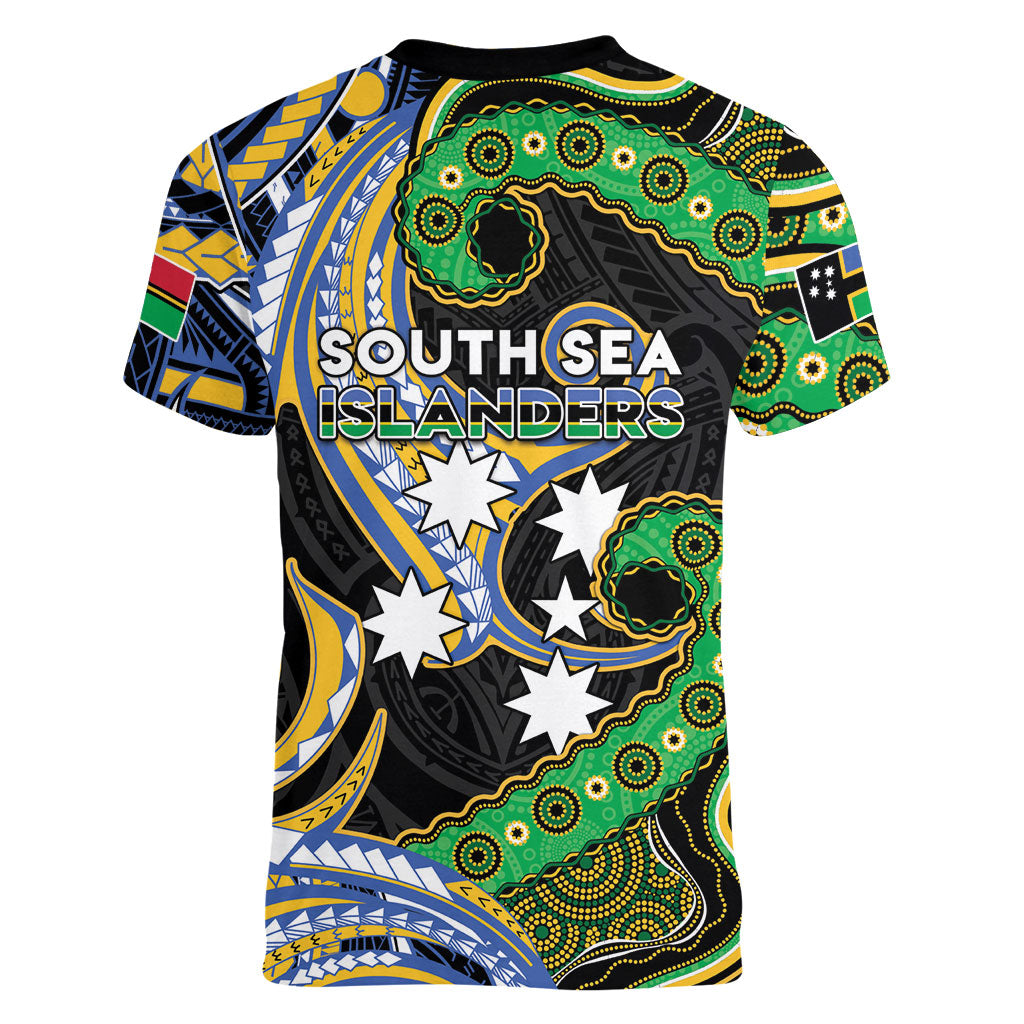 South Sea Islanders And Vanuatu Women V-Neck T-Shirt Boar Tusk Warrior Southern Tribal Pattern DT05 - Polynesian Pride