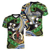 South Sea Islanders And Vanuatu Women V-Neck T-Shirt Boar Tusk Warrior Southern Tribal Pattern DT05 - Polynesian Pride