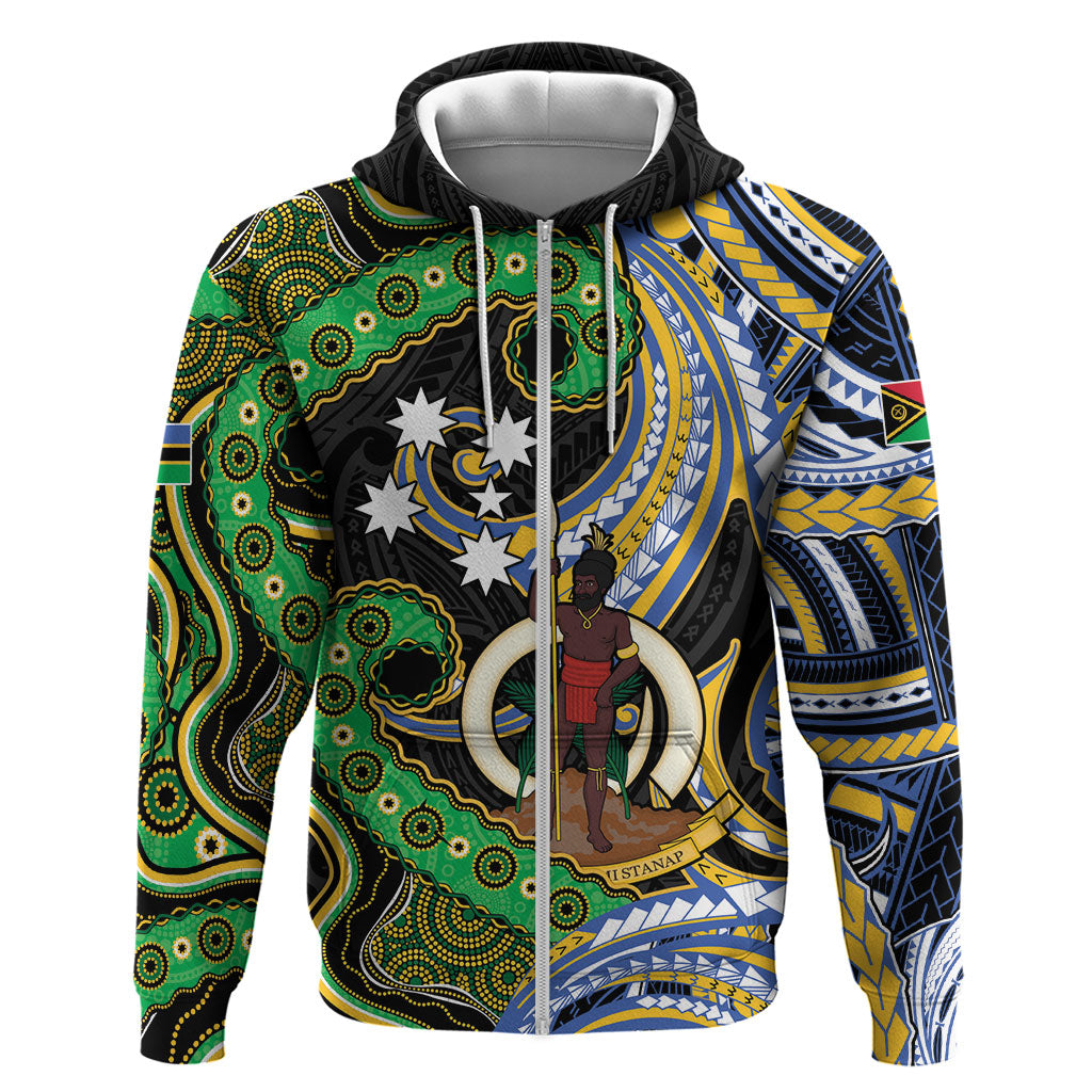 South Sea Islanders And Vanuatu Zip Hoodie Boar Tusk Warrior Southern Tribal Pattern DT05 Zip Hoodie Black - Polynesian Pride