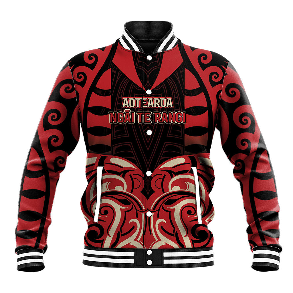 Custom Aotearoa Ngai Te Rangi Baseball Jacket New Zealand Traditional Maori Pattern DT05 Unisex Red - Polynesian Pride
