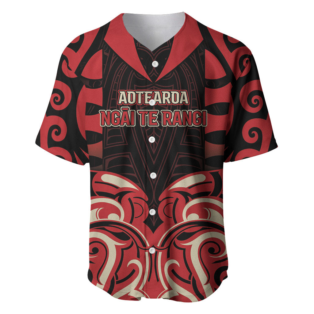 Custom Aotearoa Ngai Te Rangi Baseball Jersey New Zealand Traditional Maori Pattern DT05 Red - Polynesian Pride