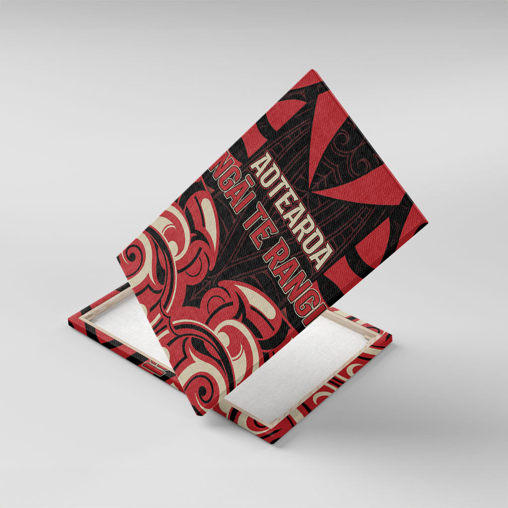 Aotearoa Ngai Te Rangi Canvas Wall Art New Zealand Traditional Maori Pattern DT05 With Frame Red - Polynesian Pride