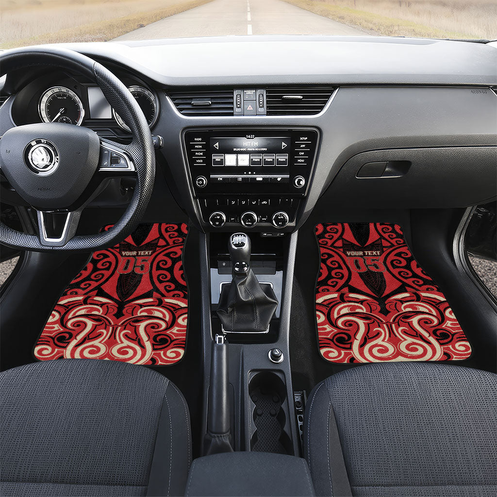 Custom Aotearoa Ngai Te Rangi Car Mats New Zealand Traditional Maori Pattern DT05 Set 2pcs - Front Red - Polynesian Pride