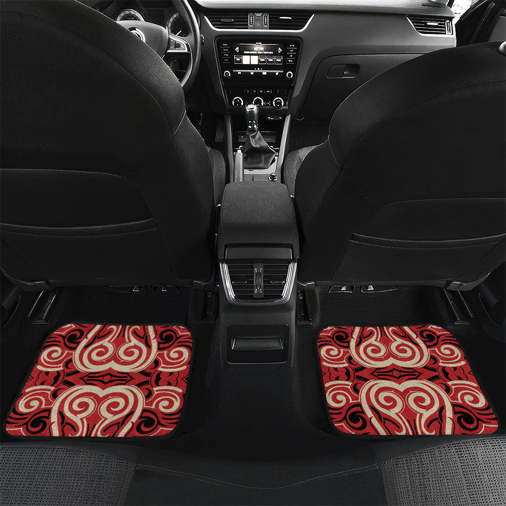 Custom Aotearoa Ngai Te Rangi Car Mats New Zealand Traditional Maori Pattern DT05 Set 2pcs - Back Red - Polynesian Pride