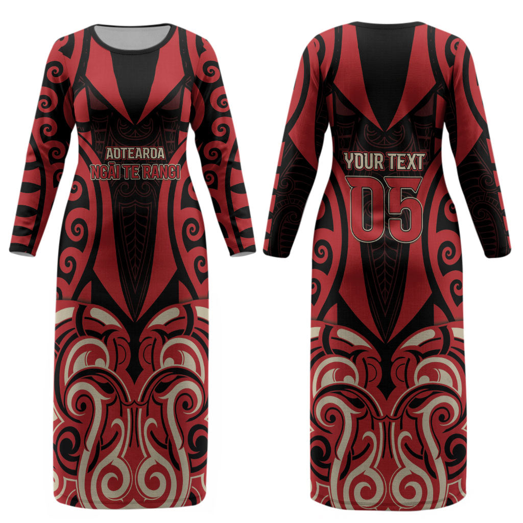 Custom Aotearoa Ngai Te Rangi Couples Matching Long Sleeve Bodycon Dress and Long Sleeve Button Shirt New Zealand Traditional Maori Pattern DT05 - Polynesian Pride