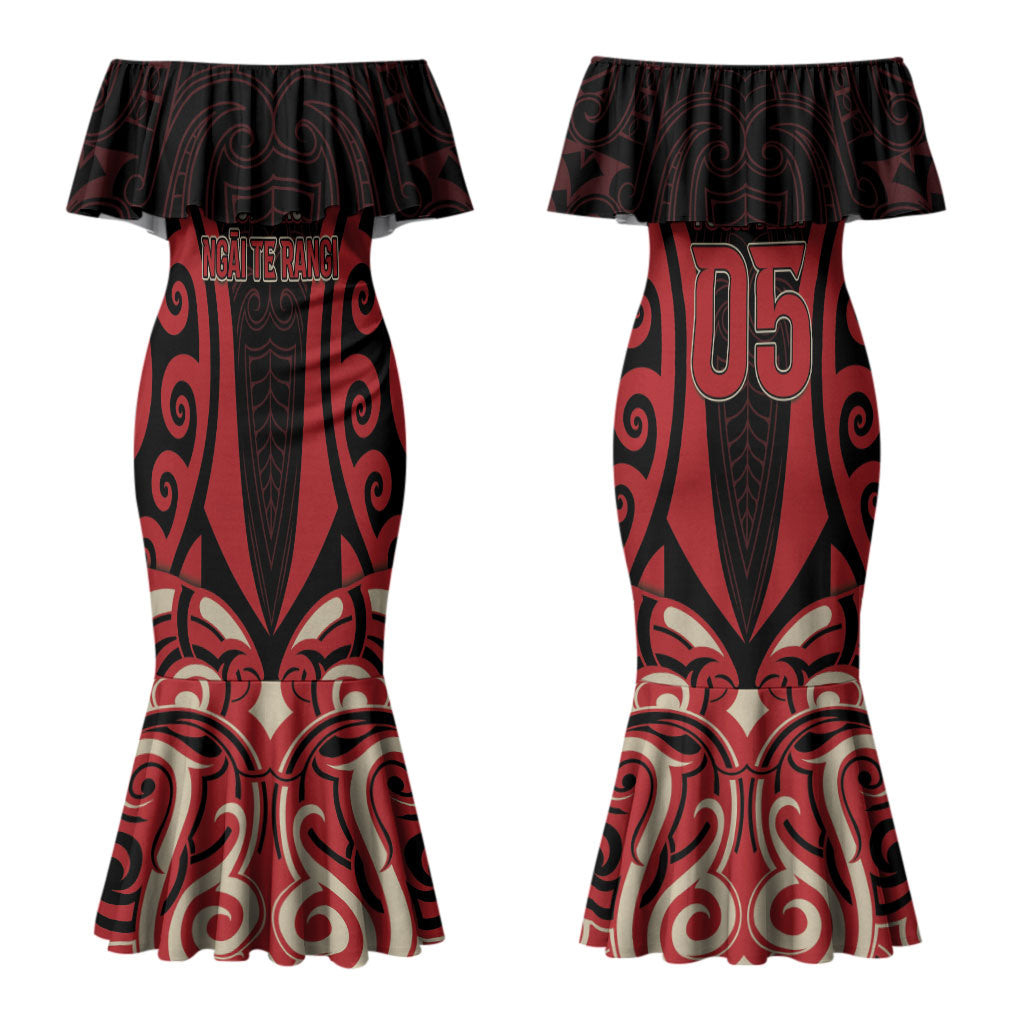 Custom Aotearoa Ngai Te Rangi Couples Matching Mermaid Dress and Long Sleeve Button Shirt New Zealand Traditional Maori Pattern DT05 - Polynesian Pride