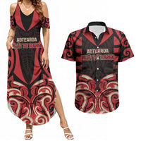 Custom Aotearoa Ngai Te Rangi Couples Matching Summer Maxi Dress and Hawaiian Shirt New Zealand Traditional Maori Pattern DT05 Red - Polynesian Pride