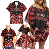 Custom Aotearoa Ngai Te Rangi Family Matching Off Shoulder Short Dress and Hawaiian Shirt New Zealand Traditional Maori Pattern DT05 - Polynesian Pride