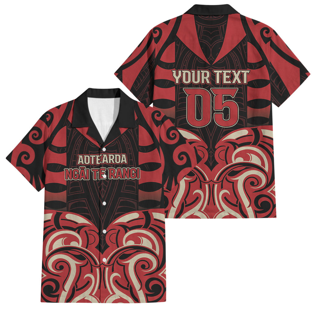 Custom Aotearoa Ngai Te Rangi Family Matching Short Sleeve Bodycon Dress and Hawaiian Shirt New Zealand Traditional Maori Pattern DT05 Dad's Shirt - Short Sleeve Red - Polynesian Pride