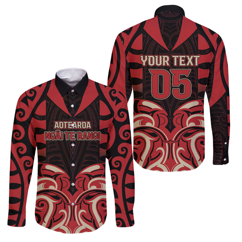 Custom Aotearoa Ngai Te Rangi Family Matching Short Sleeve Bodycon Dress and Hawaiian Shirt New Zealand Traditional Maori Pattern DT05 Dad's Shirt - Long Sleeve Red - Polynesian Pride