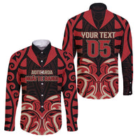 Custom Aotearoa Ngai Te Rangi Family Matching Short Sleeve Bodycon Dress and Hawaiian Shirt New Zealand Traditional Maori Pattern DT05 Dad's Shirt - Long Sleeve Red - Polynesian Pride