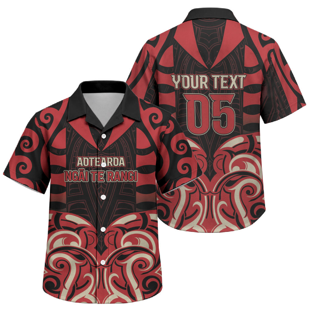 Custom Aotearoa Ngai Te Rangi Family Matching Short Sleeve Bodycon Dress and Hawaiian Shirt New Zealand Traditional Maori Pattern DT05 Son's Shirt Red - Polynesian Pride