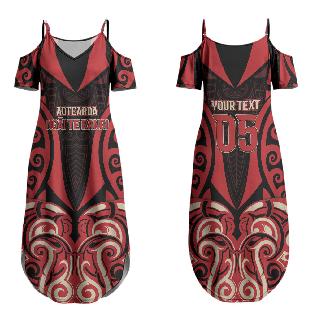 Custom Aotearoa Ngai Te Rangi Family Matching Summer Maxi Dress and Hawaiian Shirt New Zealand Traditional Maori Pattern DT05 Mom's Dress Red - Polynesian Pride