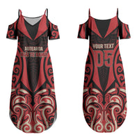 Custom Aotearoa Ngai Te Rangi Family Matching Summer Maxi Dress and Hawaiian Shirt New Zealand Traditional Maori Pattern DT05 Mom's Dress Red - Polynesian Pride