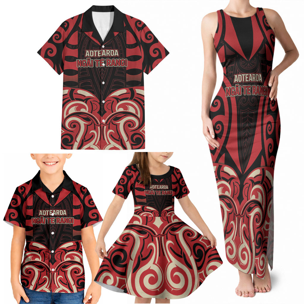Custom Aotearoa Ngai Te Rangi Family Matching Tank Maxi Dress and Hawaiian Shirt New Zealand Traditional Maori Pattern DT05 - Polynesian Pride