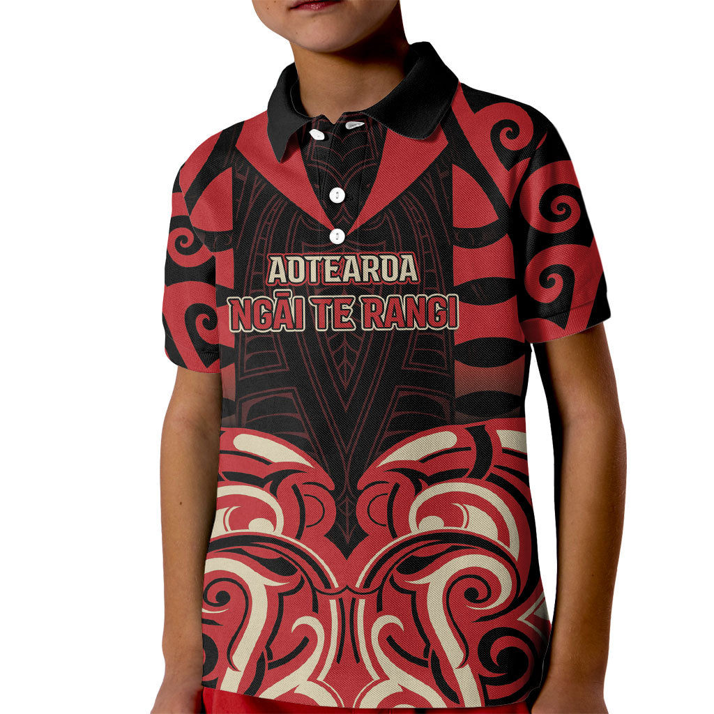 Custom Aotearoa Ngai Te Rangi Kid Polo Shirt New Zealand Traditional Maori Pattern DT05 Kid Red - Polynesian Pride