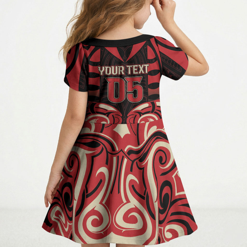 Custom Aotearoa Ngai Te Rangi Kid Short Sleeve Dress New Zealand Traditional Maori Pattern DT05 - Polynesian Pride