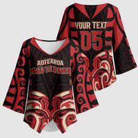 Custom Aotearoa Ngai Te Rangi Kimono Sleeve Blouse New Zealand Traditional Maori Pattern DT05 - Polynesian Pride