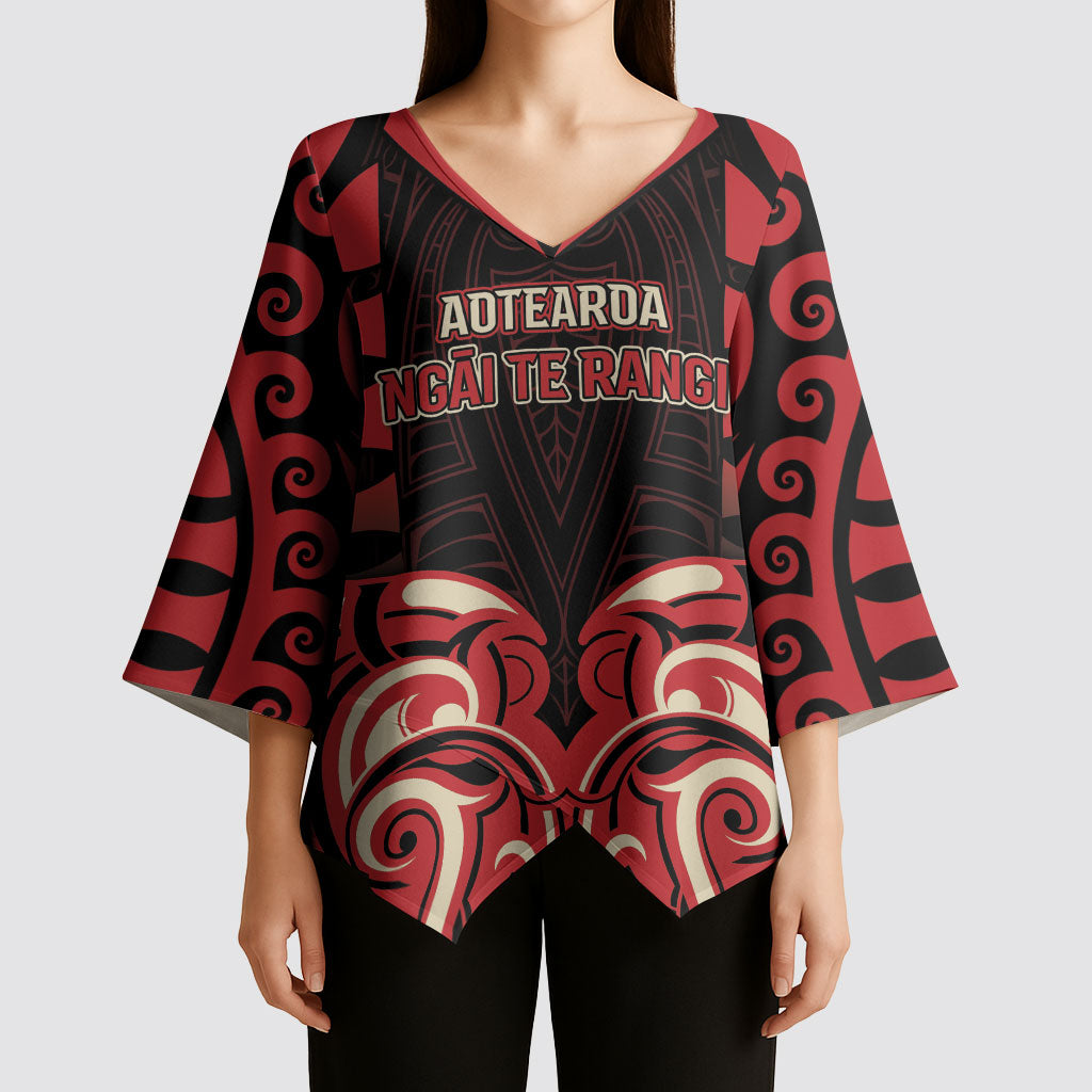 Custom Aotearoa Ngai Te Rangi Kimono Sleeve Blouse New Zealand Traditional Maori Pattern DT05 - Polynesian Pride
