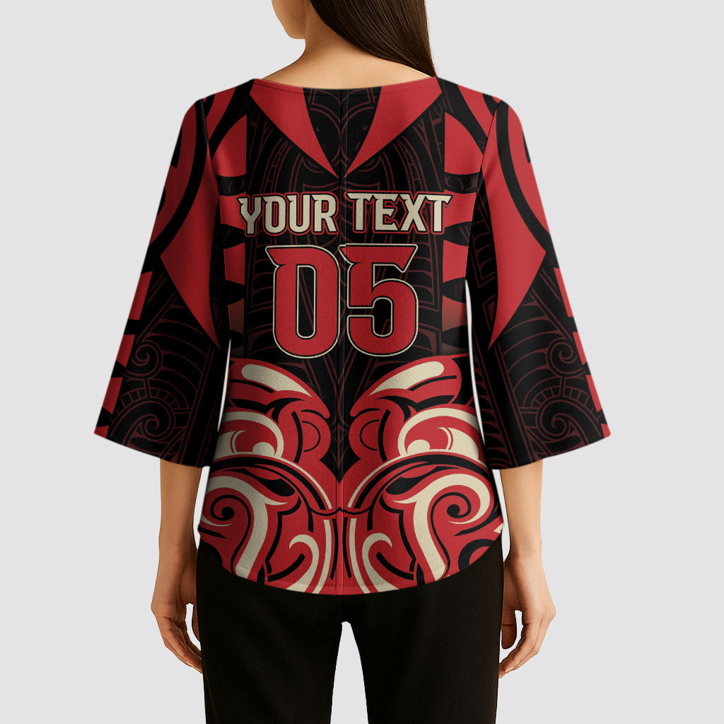 Custom Aotearoa Ngai Te Rangi Kimono Sleeve Blouse New Zealand Traditional Maori Pattern DT05 - Polynesian Pride