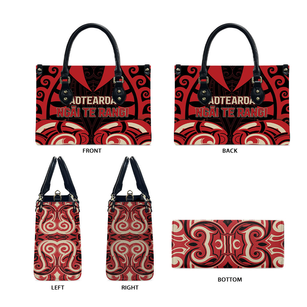 Aotearoa Ngai Te Rangi Leather Bag New Zealand Traditional Maori Pattern DT05 - Polynesian Pride
