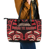 Aotearoa Ngai Te Rangi Leather Tote Bag New Zealand Traditional Maori Pattern DT05 - Polynesian Pride