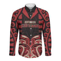 Custom Aotearoa Ngai Te Rangi Long Sleeve Button Shirt New Zealand Traditional Maori Pattern DT05 Unisex Red - Polynesian Pride