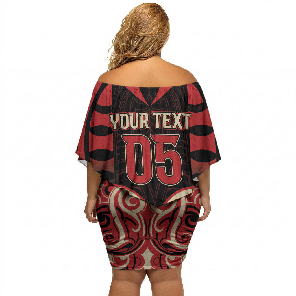 Custom Aotearoa Ngai Te Rangi Off Shoulder Short Dress New Zealand Traditional Maori Pattern DT05 - Polynesian Pride