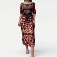 Custom Aotearoa Ngai Te Rangi Puletasi New Zealand Traditional Maori Pattern DT05 Long Dress Red - Polynesian Pride