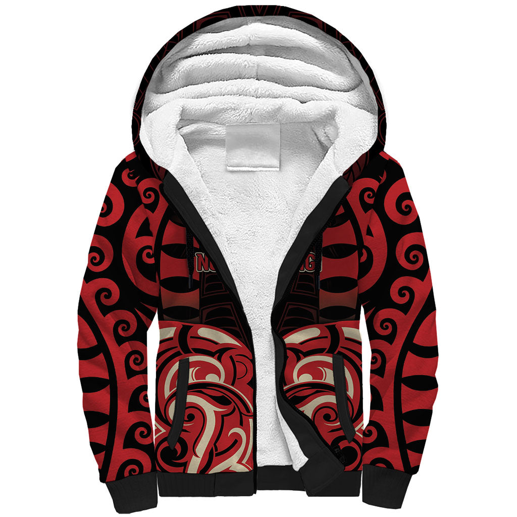 Custom Aotearoa Ngai Te Rangi Sherpa Hoodie New Zealand Traditional Maori Pattern DT05 Unisex Red - Polynesian Pride