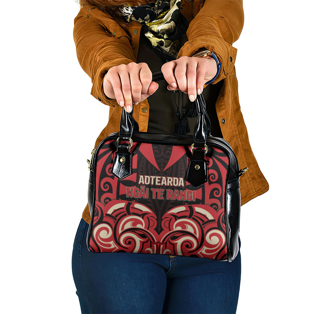 Aotearoa Ngai Te Rangi Shoulder Handbag New Zealand Traditional Maori Pattern DT05 One Size Red - Polynesian Pride