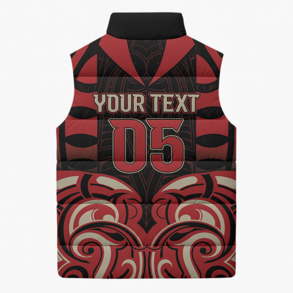 Custom Aotearoa Ngai Te Rangi Sleeveless Puffer Jacket New Zealand Traditional Maori Pattern DT05 - Polynesian Pride